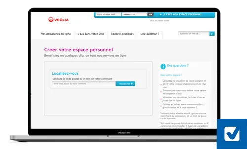 Créer espace client Veolia - localité