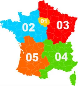 Map of French phone area codes