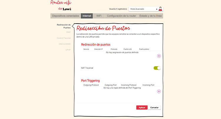 abrir puertos lowi