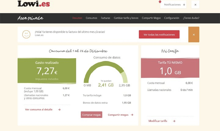 area clientes lowi