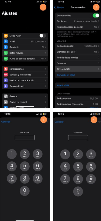 Cambiar el PIN de la tarjeta SIM
