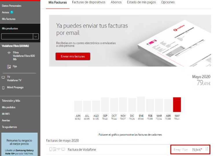 facturas de Vodafone