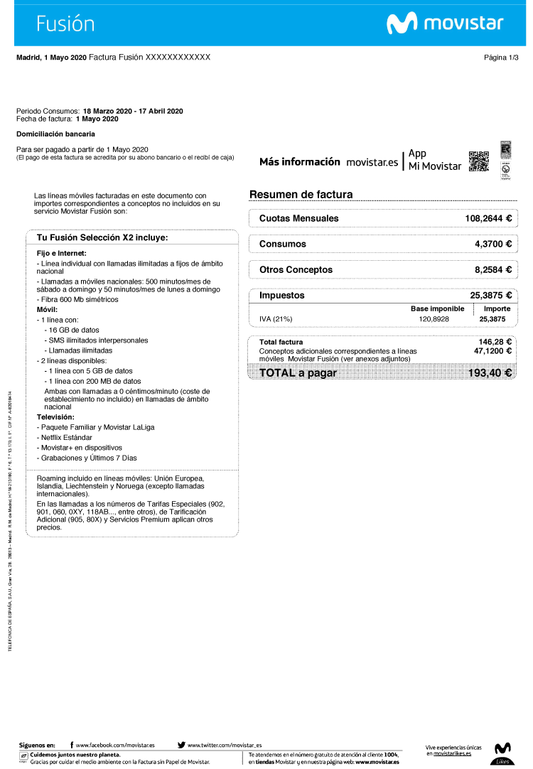 Ejemplo de factura movistar