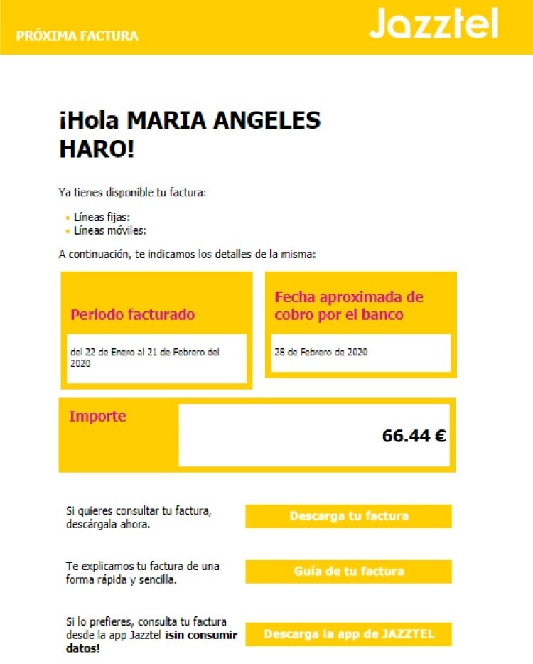 factura jazztel online