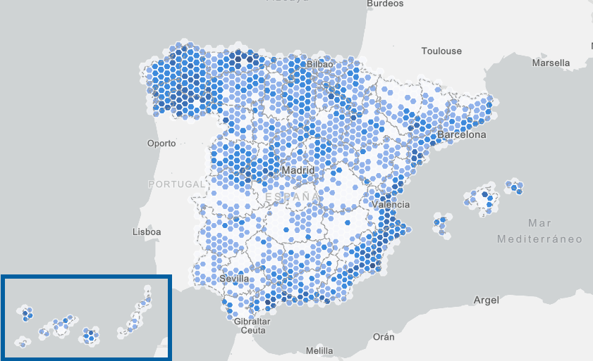 Mapa de las zonas elegibles para las ayudas al Internet por satélite