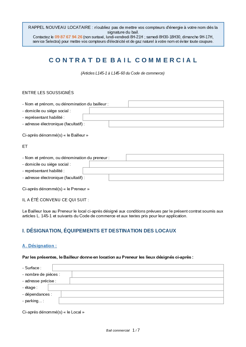 Aperçu : Bail commercial 3 6 9 (PDF)