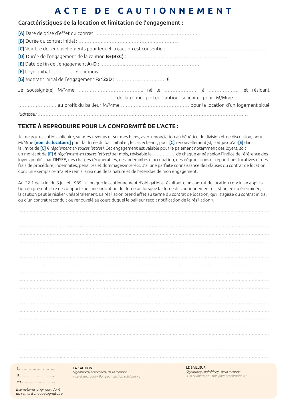 Aperçu : Acte de caution solidaire (PDF)