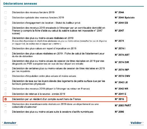 déclaration impots compte étranger