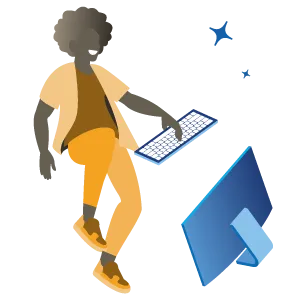 Personne en télétravail face à un ordinateur