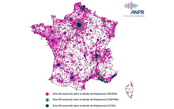 Carte des sites 5G autorisés en France