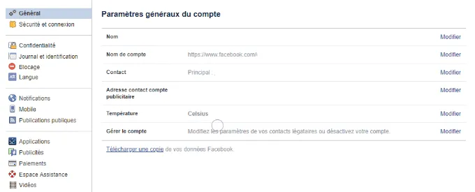 Télécharger une copie de vos données Facebook