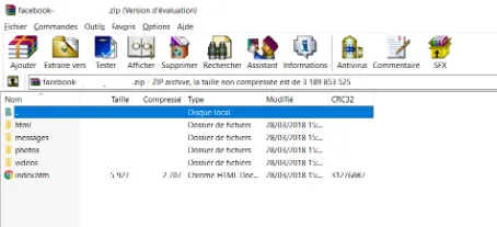 Extraction du dossier .zip avec WinRAR