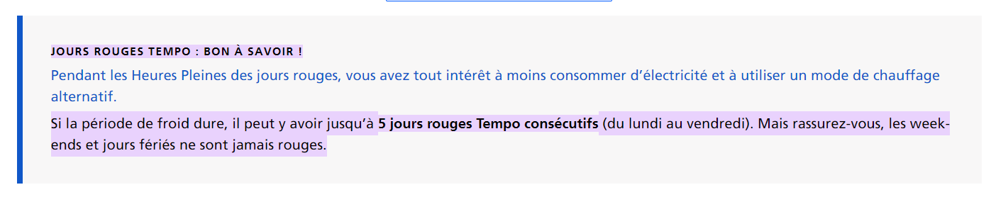 Tempo ne peut pas avoir lieu le week-end ou en férié