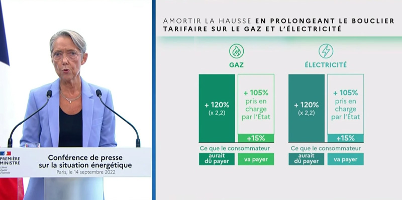 Présentation Bouclier Tarifaire par Elisabeth Borne en 2023