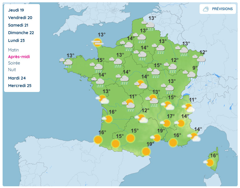 Prévision Météo Lundi 23 février 2026