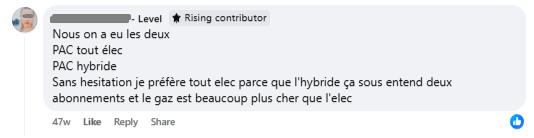Témoignage d'une internaute sur sa préférence pour la PAC pure par rapport à la PAC hybride