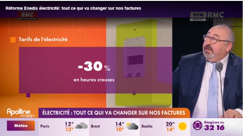 Extrait d'une émission de RMC annonçant -30% en heures creuses
